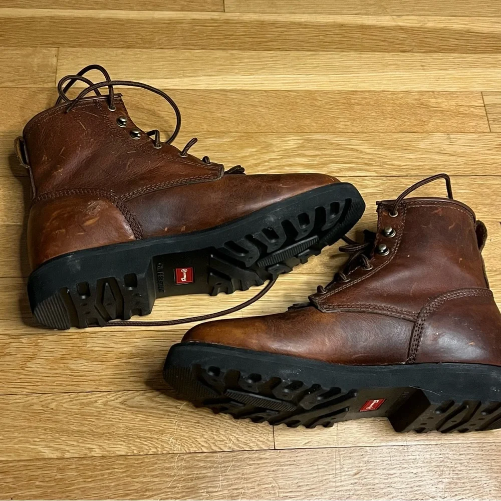 Double‎ H Western Packer Lacer Roper Cowboy Brown Leather Boots 7.5 - Picture 6 of 8